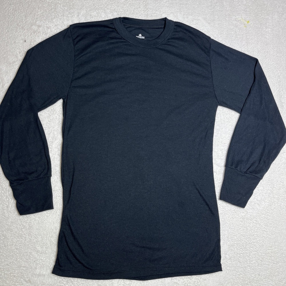 Indera Men's XXL Base Layer VTG 90's  Long Sleeve Shirt Black Cotton Military